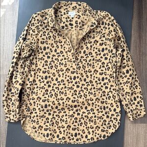 J. Crew Animal Print Polo Top